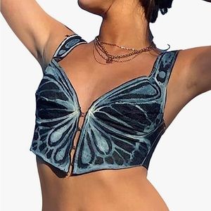 Black butterfly goth crop top